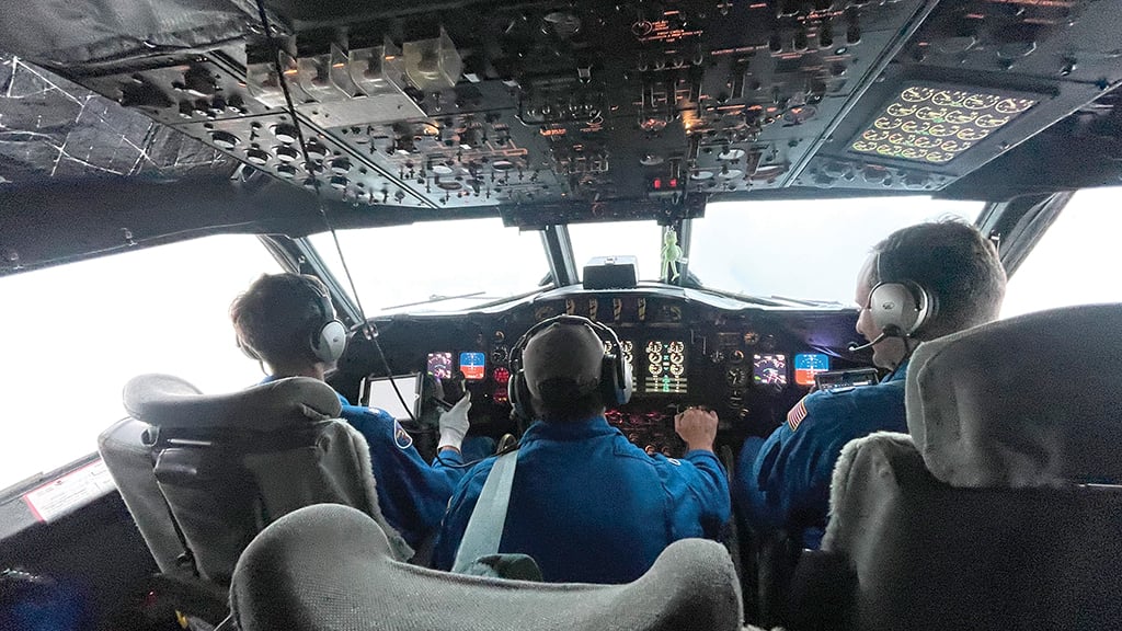 flight crew in cockpit