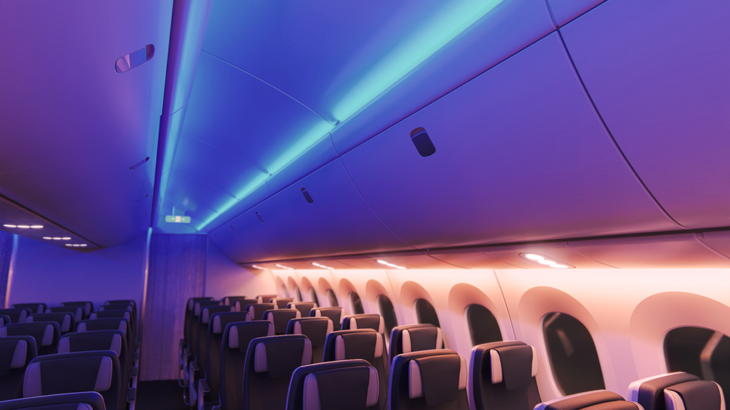Collins Aerospace's LED Hypergamut cabin wash lighting system 