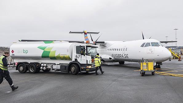 aircraft and biofuel truck