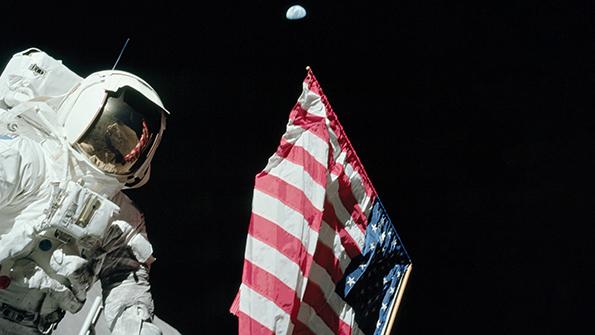 astronaut with american flag 