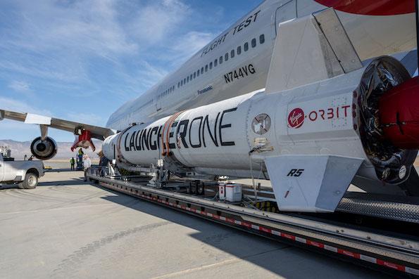 Launch technicians prepared LauncherOne for Above the Clouds mission