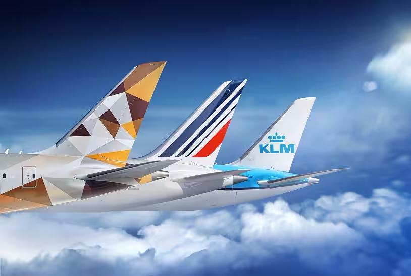 Air France-KLM and Etihad Airways tails