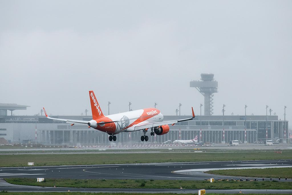 EasyJet aircraft landing at Berlin Brandburg Airport