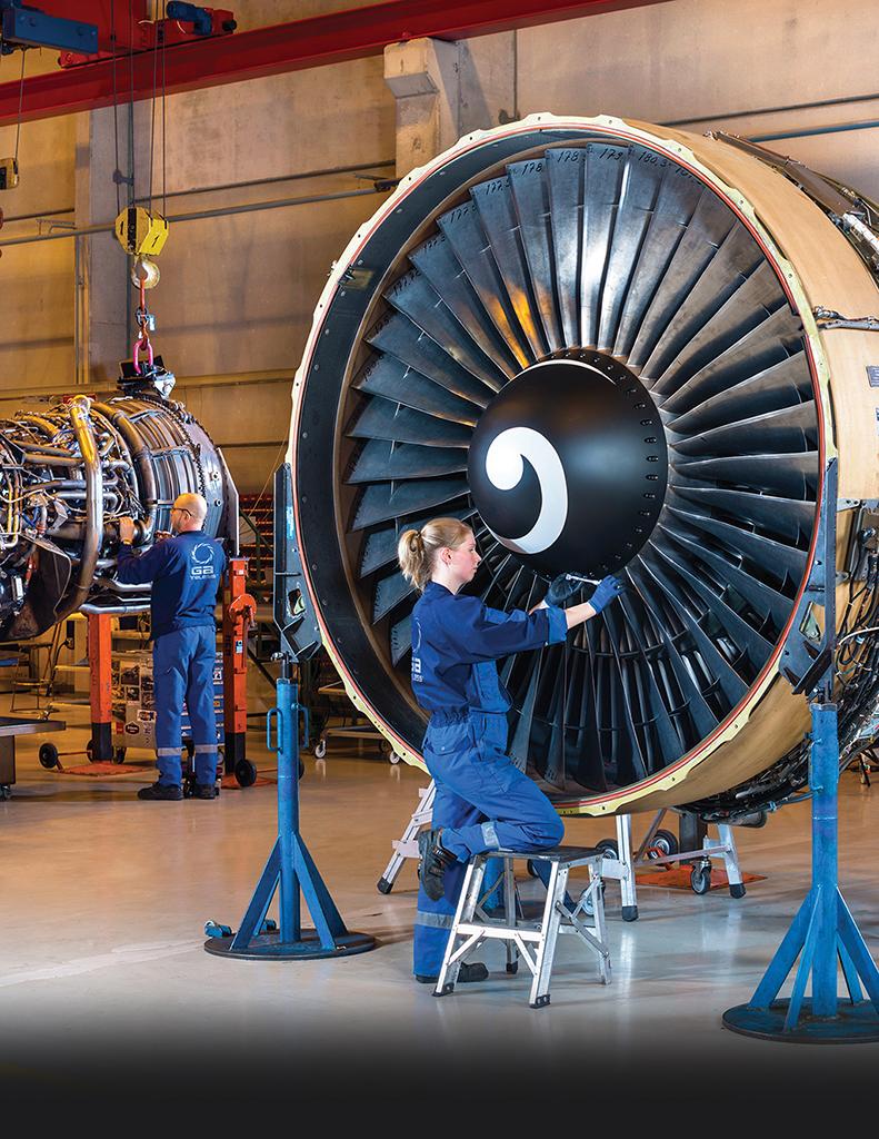 aircraft technician working on nacelle