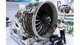 aircraft technicians working on GTF engine