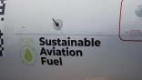 Sustainable aviation fuel logo on aircraft