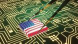 Drawing of microchip with US flag